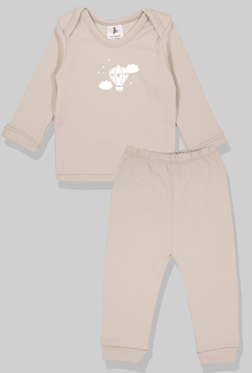 Long Sleeve Flannel Sleepsuit - Hot Air Balloon - Gray (1-2.5 Years)