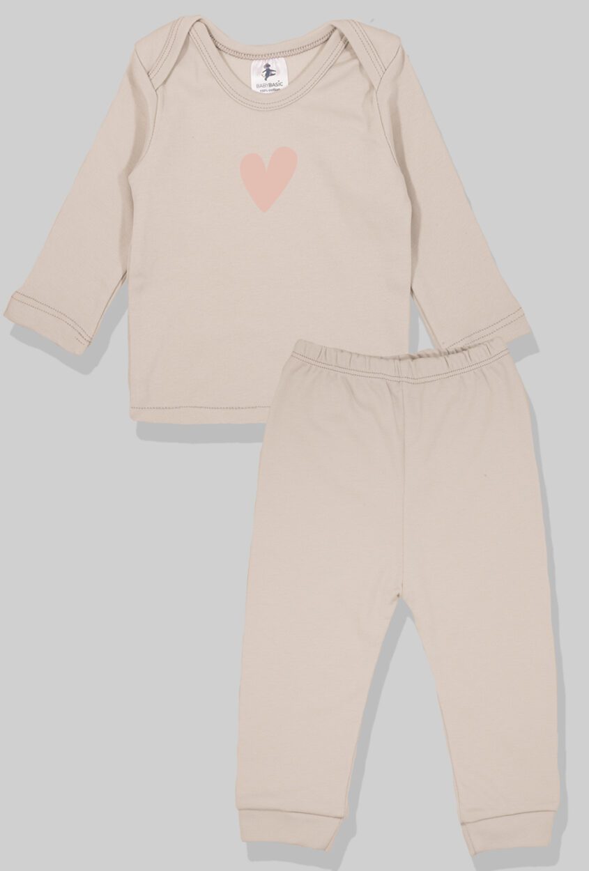 Long Sleeve Flannel Sleepsuit - Heart - Gray (1-2.5 Years)