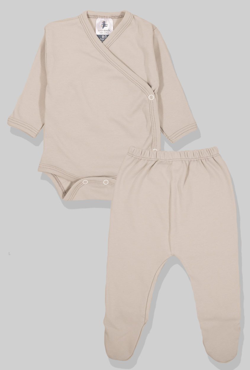 Envelope Bodysuit & Footie Set Jersey - Light Grey (0-3M)