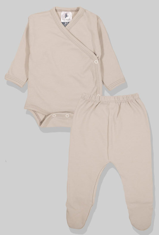 Envelope Bodysuit & Footie Set Jersey - Light Grey (0-3M)