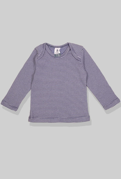 Long Sleeve Flannel Sleepsuit - Stripes Blue (6 Months - 2.5 Years)