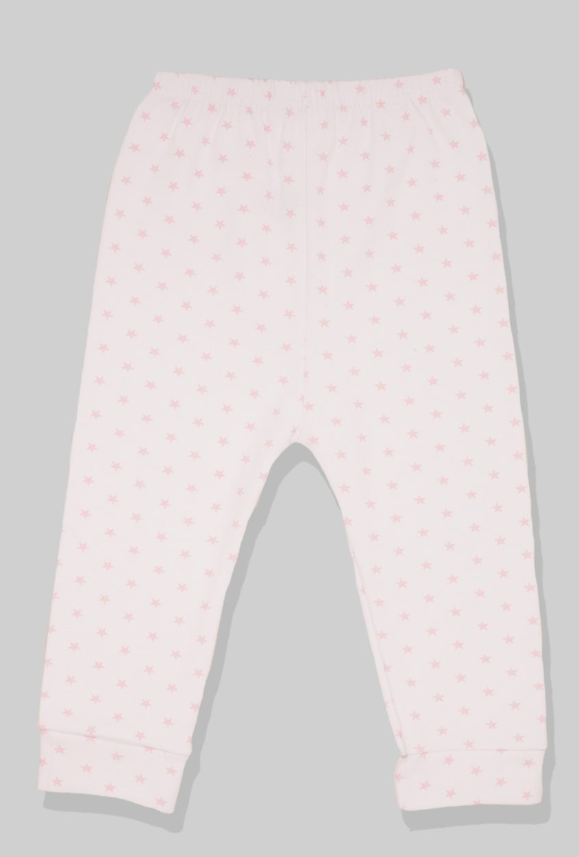 Flannel Open-Leg Pants & Bodysuit Set - Small Pink Stars (0-2 Years)