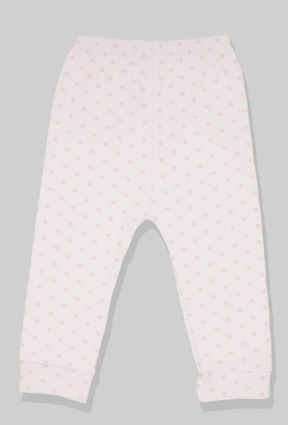 Flannel Open-Leg Pants & Bodysuit Set - Small Pink Stars (0-2 Years)