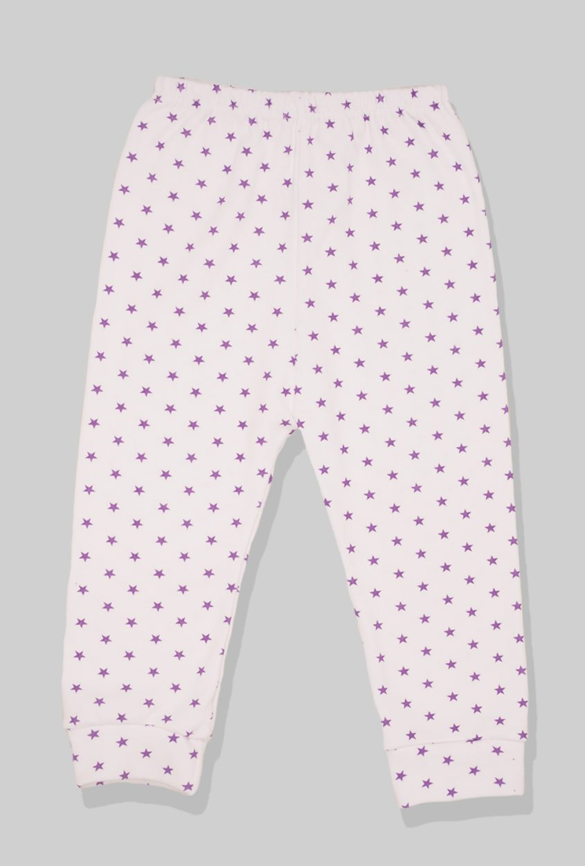 Flannel Open-Leg Pants & Bodysuit Set - Small Purple Stars (0-2 Years)