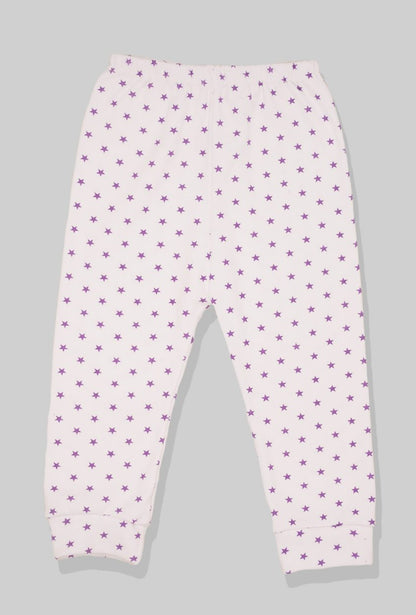 Flannel Open-Leg Pants & Bodysuit Set - Small Purple Stars (0-2 Years)