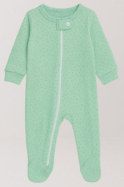 4-Pack Double Zip Flannel Rompers - Plain & Dots | Various Sizes