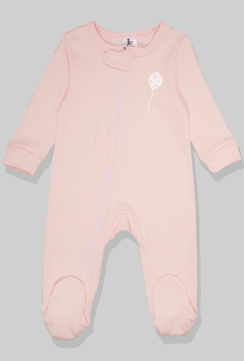 Set of 3 - Double-Zip Flannel Zipsuits - Heart | Balloon | Solid (0-12 Months)