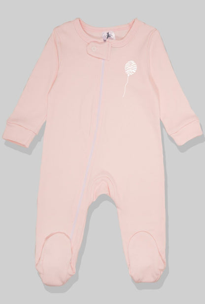 Set of 3 - Double-Zip Flannel Zipsuits - Heart | Balloon | Solid (0-12 Months)
