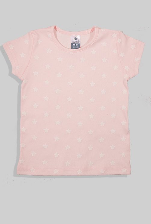 Short Sleepsuit Set - Pants & Top - Light Pink - Stars (1-4 Years)