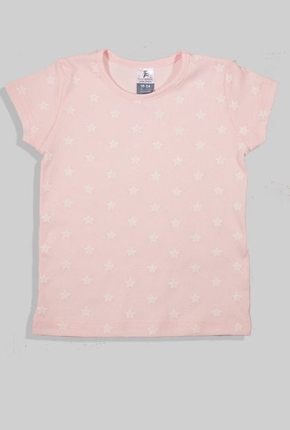 Short Sleepsuit Set - Pants & Top - Light Pink - Stars (1-4 Years)