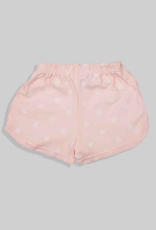 Short Sleepsuit Set - Pants & Top - Light Pink - Stars (1-4 Years)