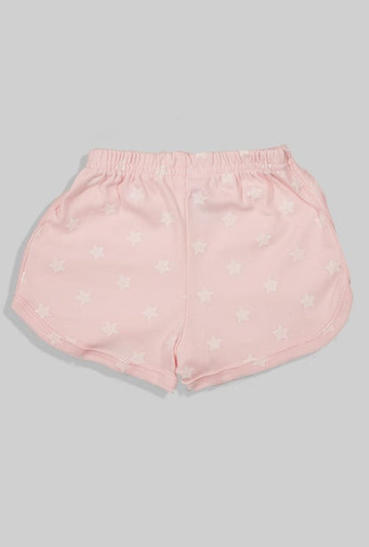 Short Sleepsuit Set - Pants & Top - Light Pink - Stars (1-4 Years)