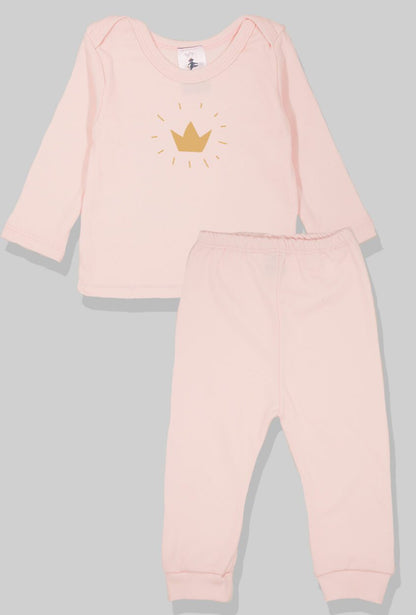 Long Sleeve Flannel Sleepsuit - Crown - Light Pink (1-2.5 Years)