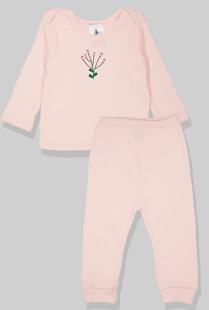 Long Sleeve Flannel Sleepsuit - Flower - Light Pink (1-2.5 Years)