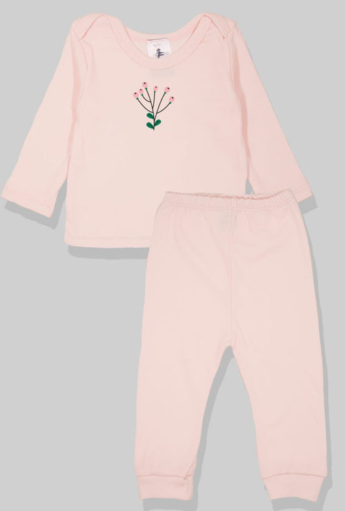 Long Sleeve Flannel Sleepsuit - Flower - Light Pink (1-2.5 Years)