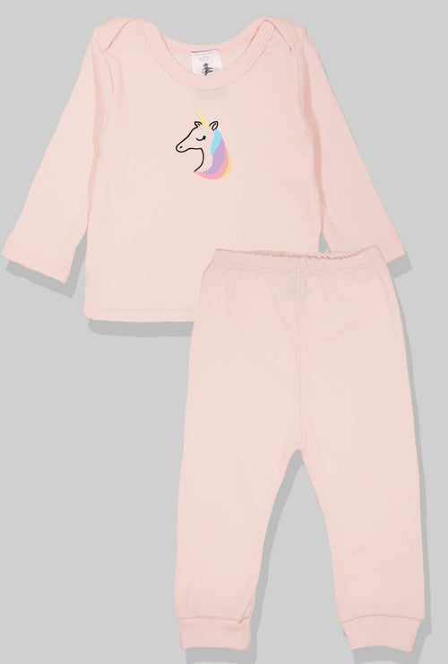 Long Sleeve Flannel Sleepsuit - Unicorn - Light Pink (1-2.5 Years)