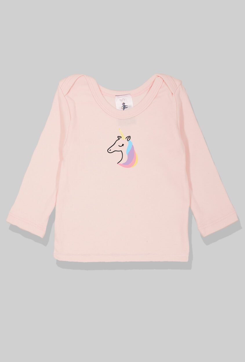 Long Sleeve Flannel Sleepsuit - Unicorn - Light Pink (1-2.5 Years)