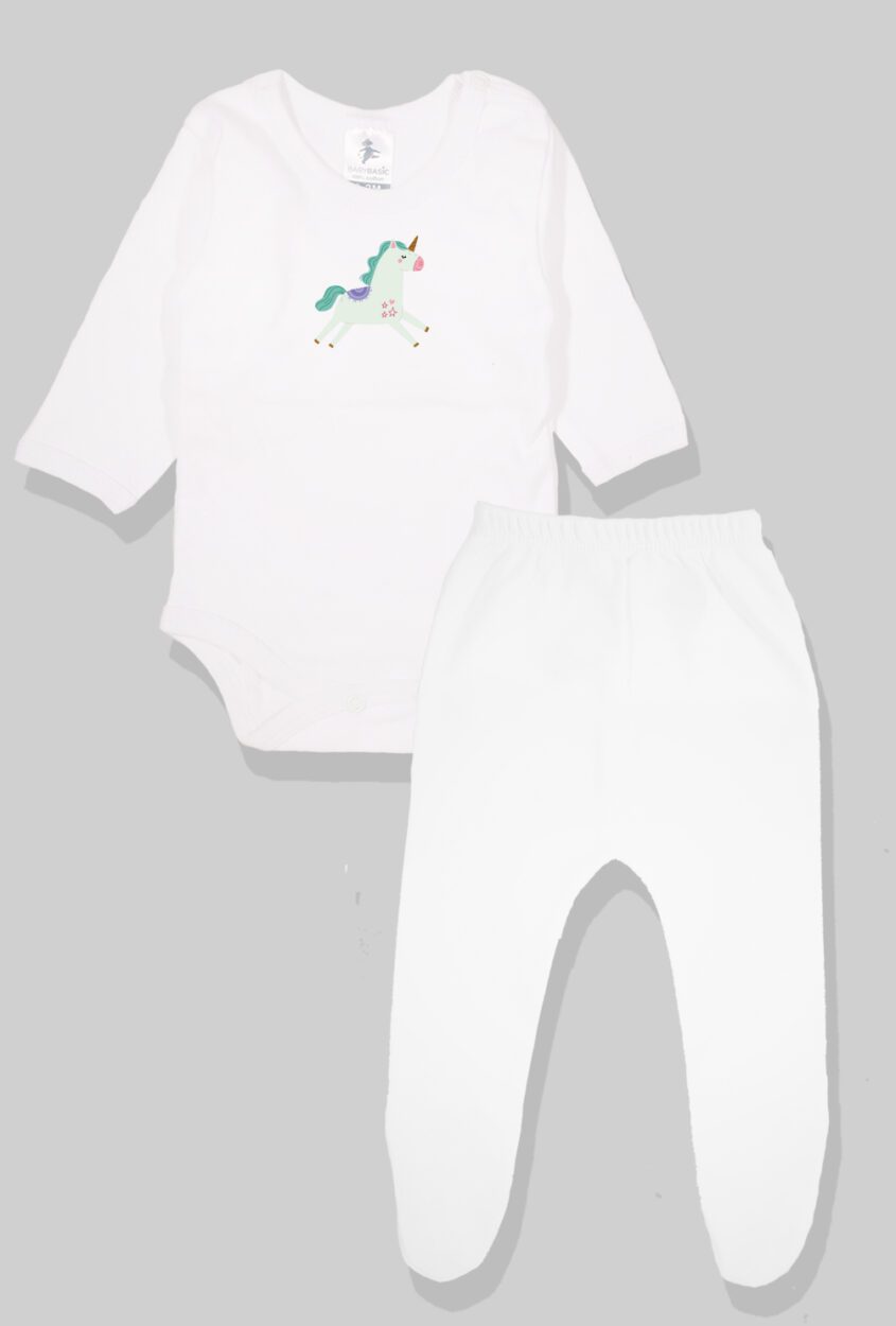 Bodysuit & Footie Set/Pants Flannel - Unicorn (0-2 Years)