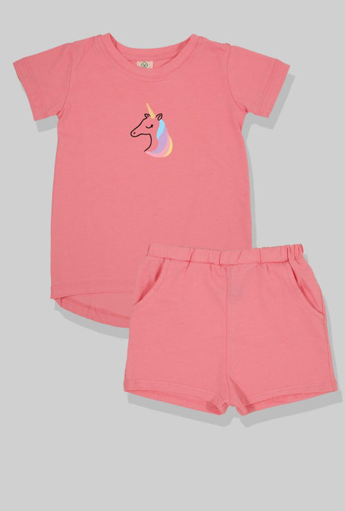 Nursery Set - Top & Pants - Unicorn - Pink (2-5 Years)