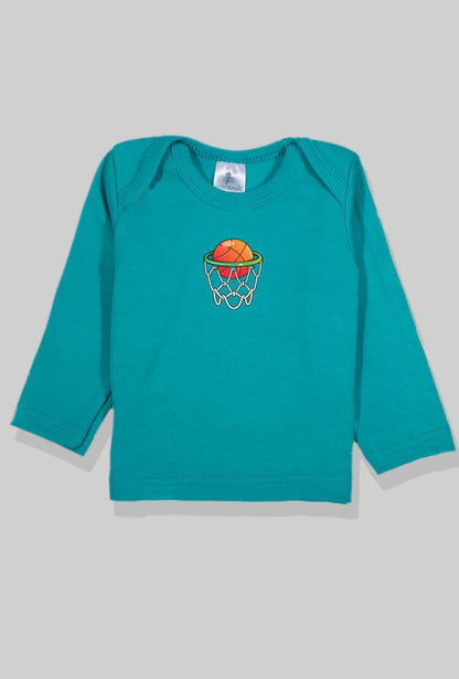 Long Sleeve Flannel Sleepsuit Set - Basketball - Green (1-2.5 Years)
