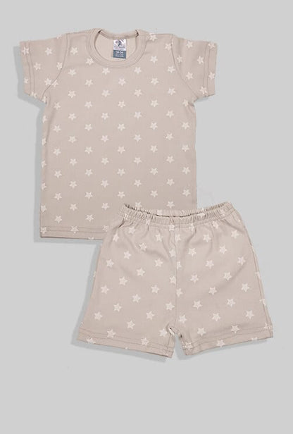 Short Sleepsuit Set - Pants & Top - Stars - Light Gray (1-4 Years)