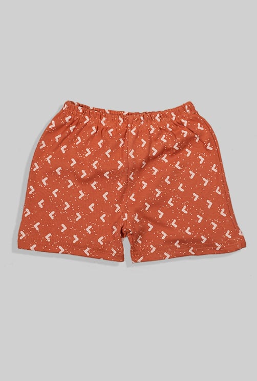 Short Sleepsuit Set - Pants & Top - Triangles - Brown (1-4 Years)