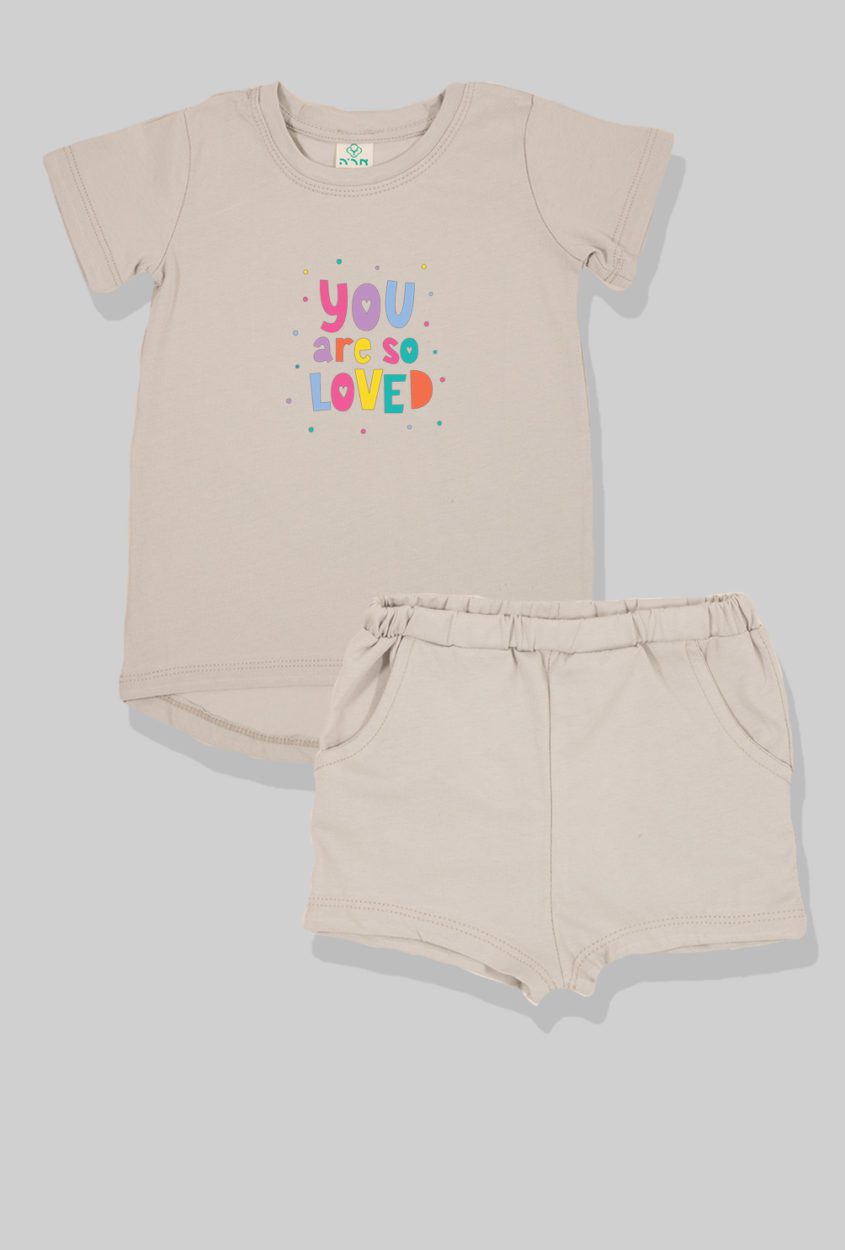 Nursery Set - Top & Pants - Love - Light Gray (2-5 Years)