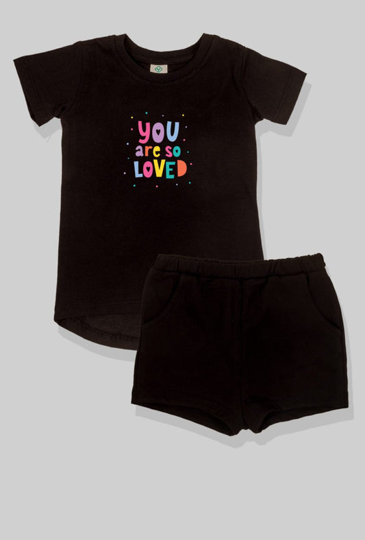Nursery Set - Top & Pants - Love - Black (2-5 Years)