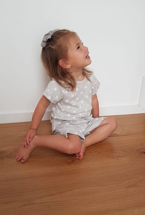 Short Sleepsuit Set - Pants & Top - Stars - Light Gray (1-4 Years)