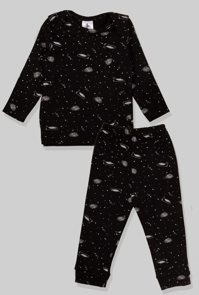 Long Sleeve Flannel Sleepsuit - Rockets (1-2.5 Years)