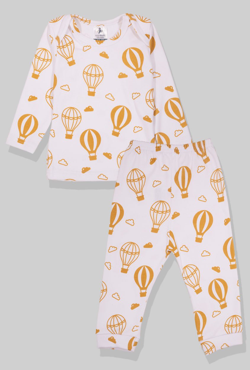 Long Sleeve Flannel Sleepsuit - Hot Air Balloons (1-2.5 Years)