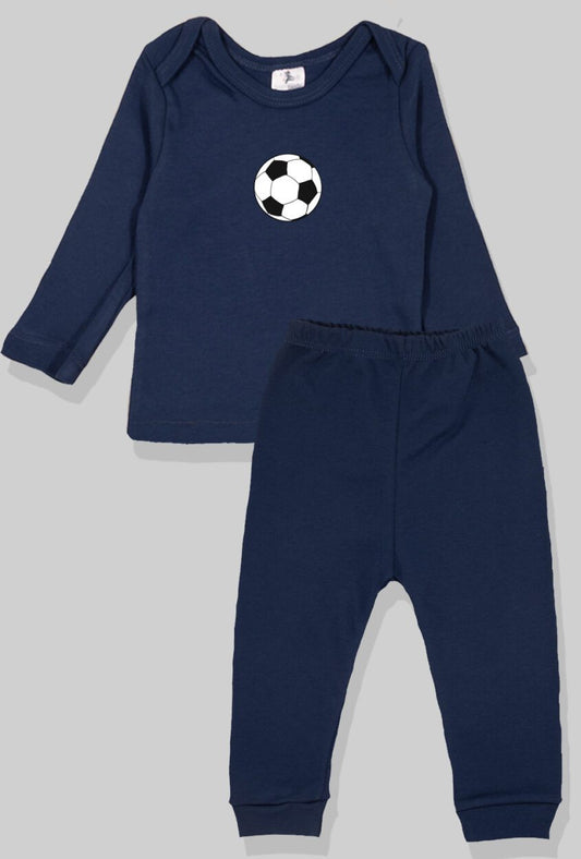 Long Sleeve Flannel Sleepsuit - Soccer - Blue (1-2.5 Years)