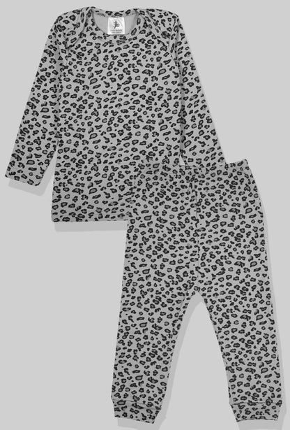Set of 3 - Long Sleeve Flannel Sleepsuits - Zebra | Gray Leopard | Brown Leopard (1-2.5 Years)