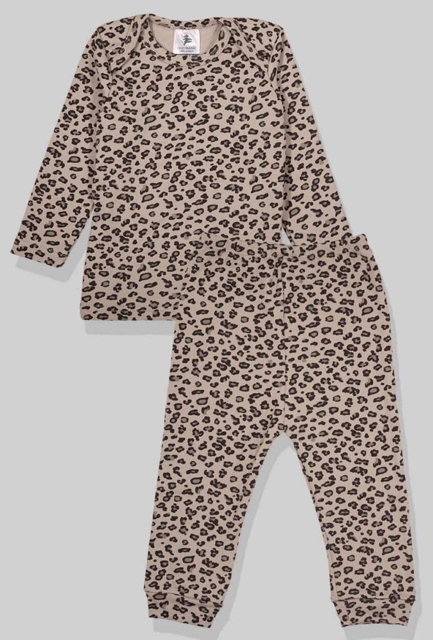 Set of 3 - Long Sleeve Flannel Sleepsuits - Zebra | Gray Leopard | Brown Leopard (1-2.5 Years)