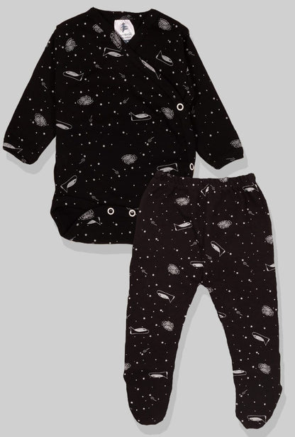 3-Pack Sets - Envelope Bodysuit & Footie Flannel - Spaceships & Helicopter