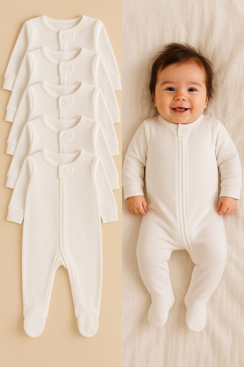 5-Pack Flannel/Jersey Double Zip Rompers | 0-3M