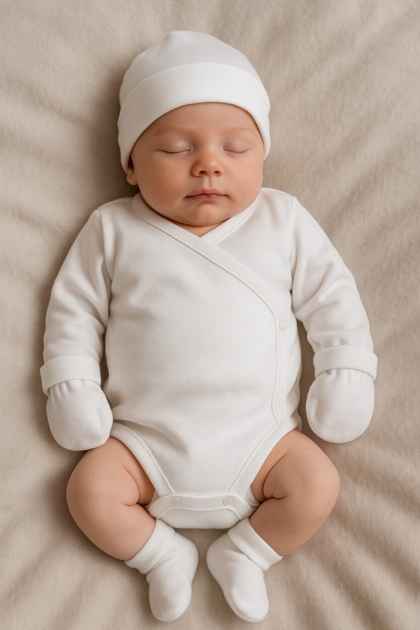 Baby Hat & Mittens - White