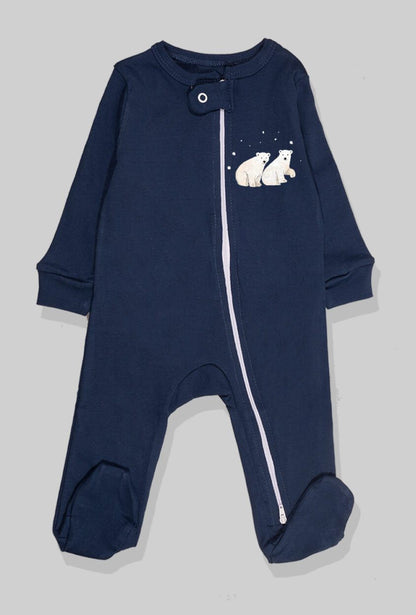 Set of 5 - Double-Zip Flannel Zipsuits | Lion | Hippo | Car | Polar Bear | Penguin (0-12 Months)
