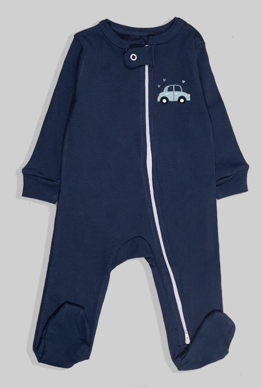 3-Pack Double Zip Jersey Rompers - Helicopter & Cars (0-3M)