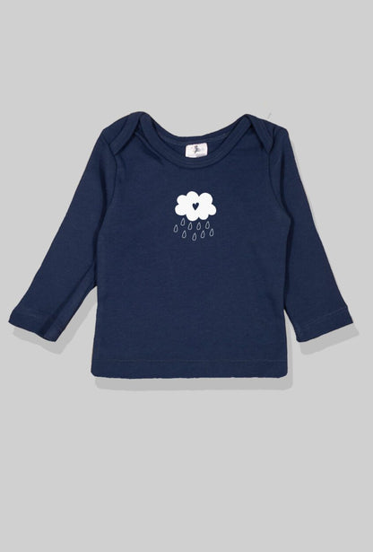 Long Sleeve Flannel Sleepsuit - Rain & Cloud - Blue (1-2.5 Years)