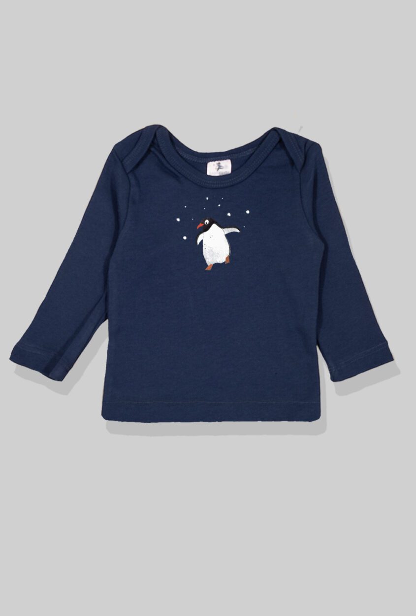 Long Sleeve Flannel Sleepsuit - Penguin - Blue (1-2.5 Years)