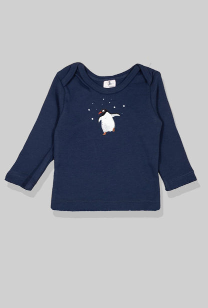 Long Sleeve Flannel Sleepsuit - Penguin - Blue (1-2.5 Years)
