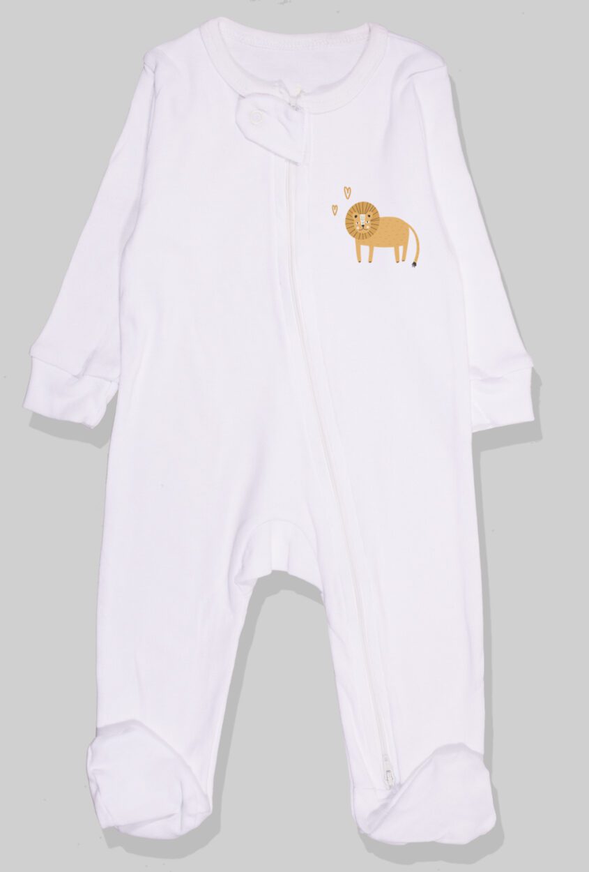 Set of 5 - Double-Zip Flannel Zipsuits | Lion | Hippo | Car | Polar Bear | Penguin (0-12 Months)