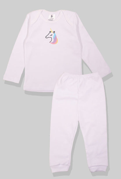 Set of 5 - Long Sleeve Flannel Sleepsuits - Unicorn | Winking Cat | Roller Blades | Unicorn | Love (1-2.5 Years)