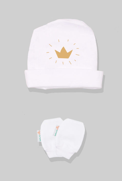 Baby Hat & Mittens - Crown