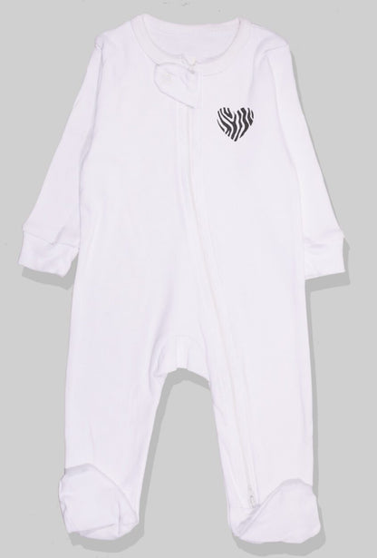 Set of 3 - Double-Zip Flannel Zipsuits - Heart | Balloon | Solid (0-12 Months)