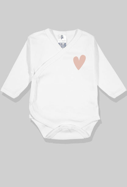 Envelope Bodysuit & Footie Set Jersey/Flannel - White - Heart (0-3M)