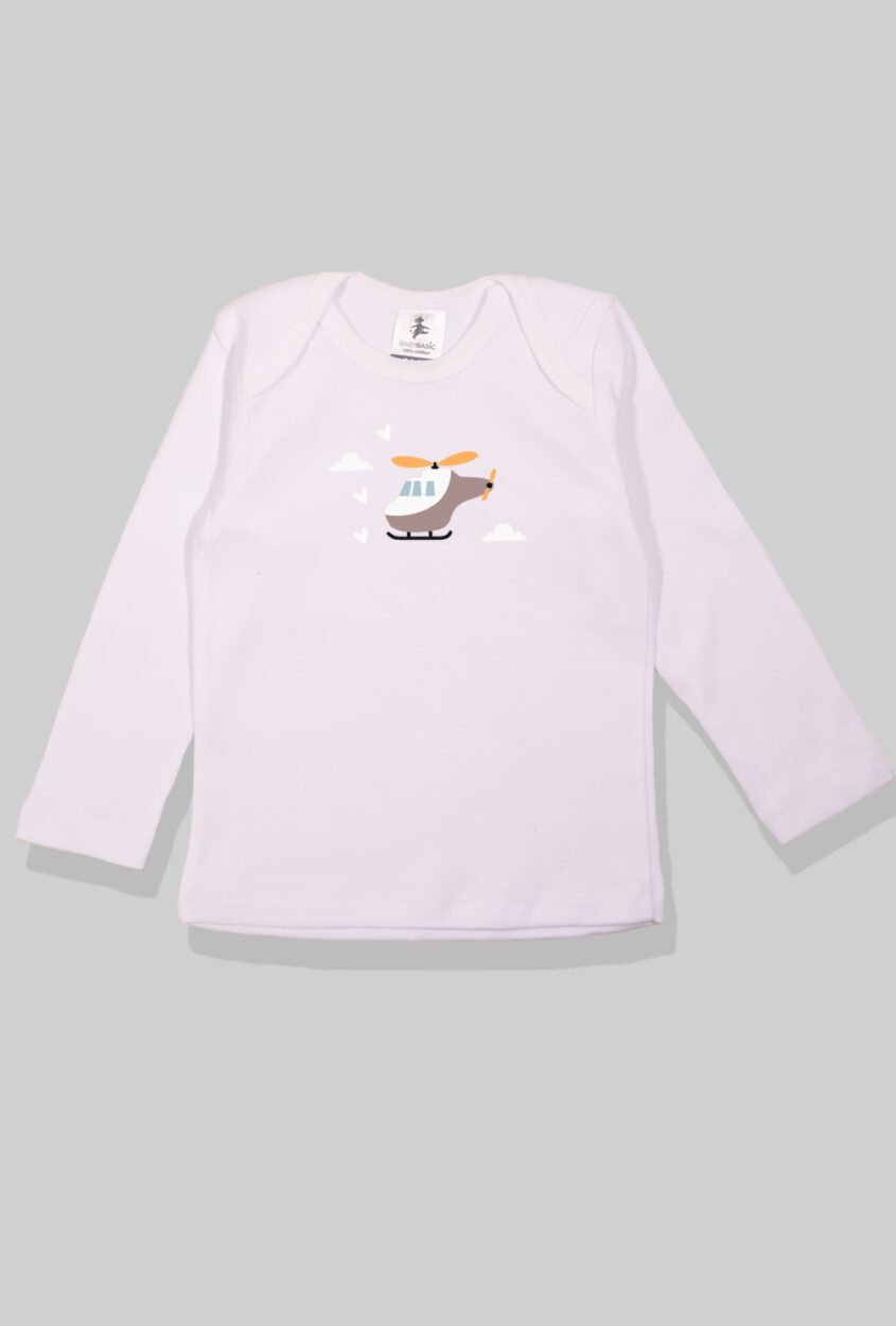 Long Sleeve Flannel Sleepsuit - Helicopter - White (1-2.5 Years)