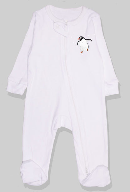 Set of 5 - Double-Zip Flannel Zipsuits | Penguin | Shooting Star | Bicycle | Crown | Cheetah (0-12 Months)