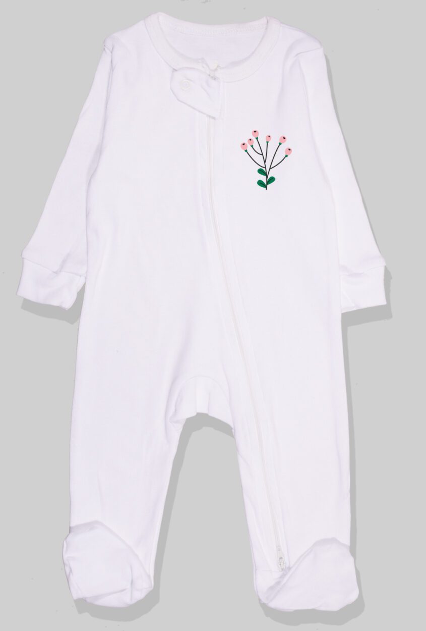 Set of 5 - Double-Zip Flannel Zipsuits | Unicorn | Rainbow | Flower | Roller Blades | Love (0-12 Months)